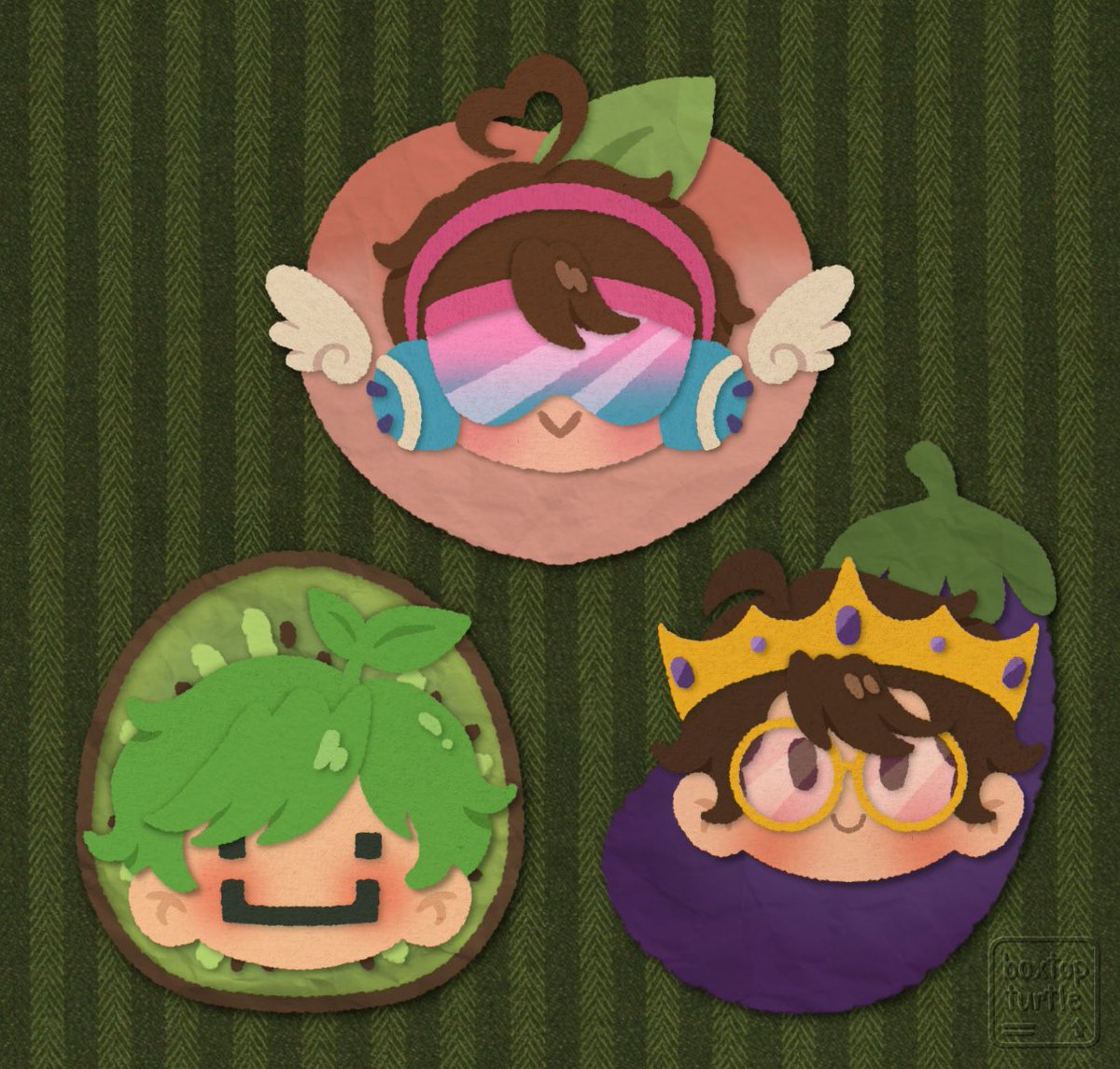 boxtopturtle's tweet photo. Anyone wanna buy some fresh organic all-natural hbg produce 🍑🥝🍆

#feinbergfanart #fruitberriesfanart #couriwayfanart #hbgfanart https://t.co/Ibk74oivr7