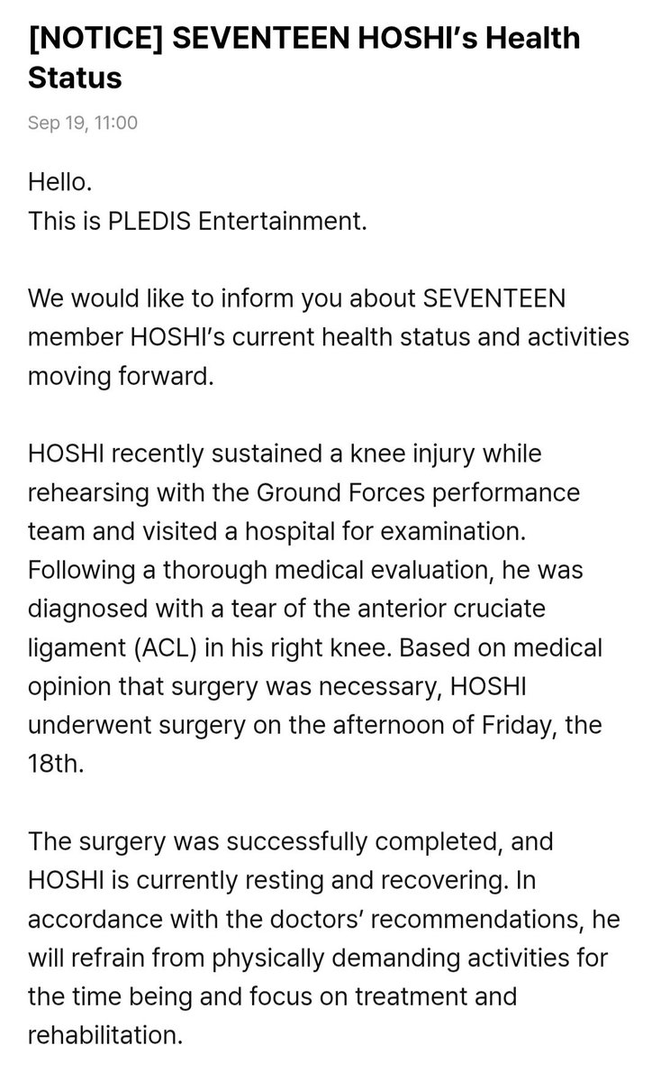 svtnserenade's tweet photo. “the surgery was successfully completed, and HOSHI is currently resting and recovering.” praying for your fast recovery, hoshi! we love you! 🐯🧡 https://t.co/i00pQUnsyt