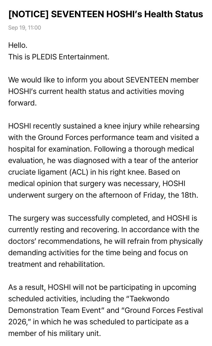 sounds_of_cheol's tweet photo. HOSHI's surgery was successfully completed and he is currently resting and recovering. https://t.co/mp7kfa0ZLK