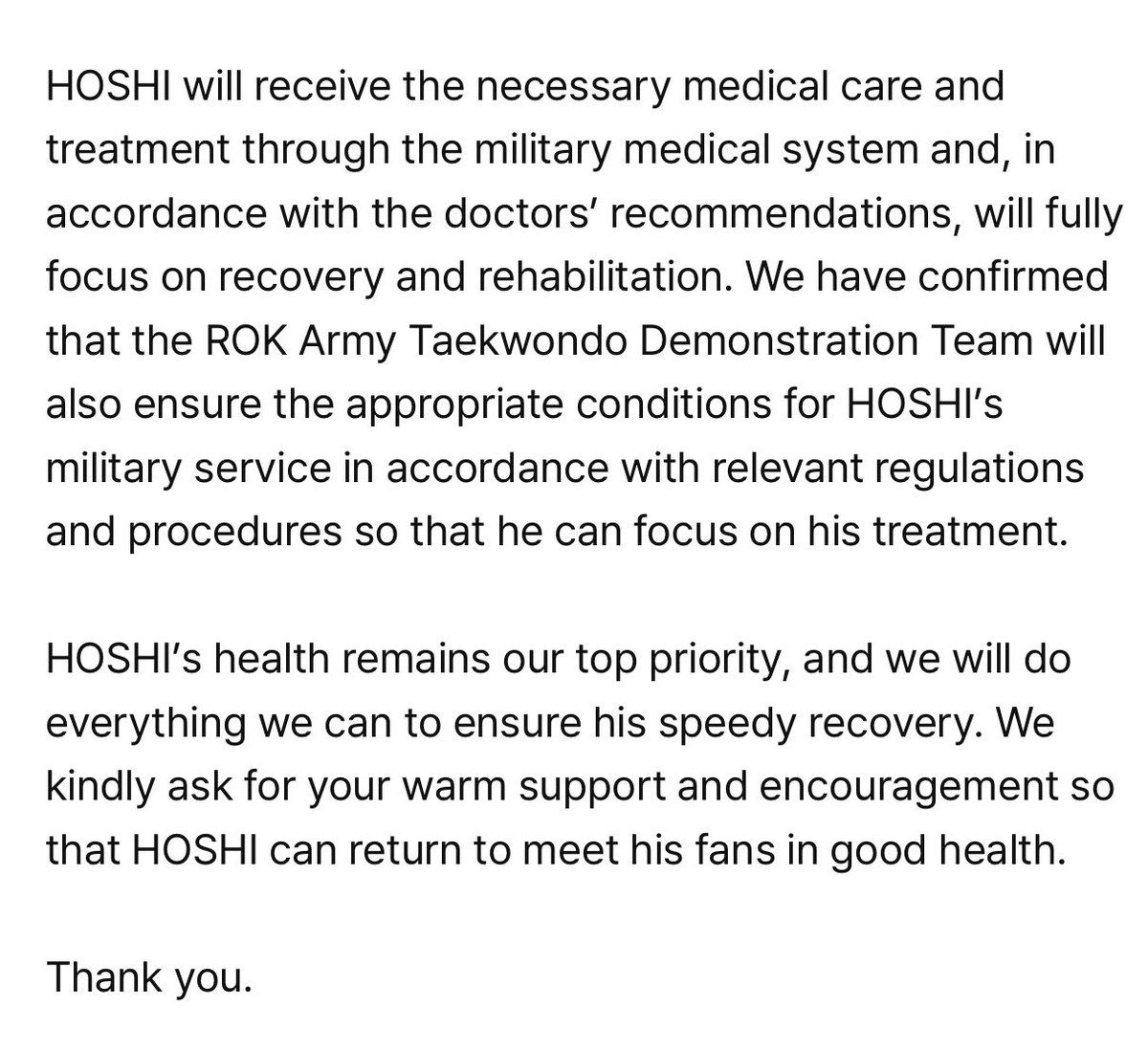 sounds_of_cheol's tweet photo. HOSHI's surgery was successfully completed and he is currently resting and recovering. https://t.co/mp7kfa0ZLK