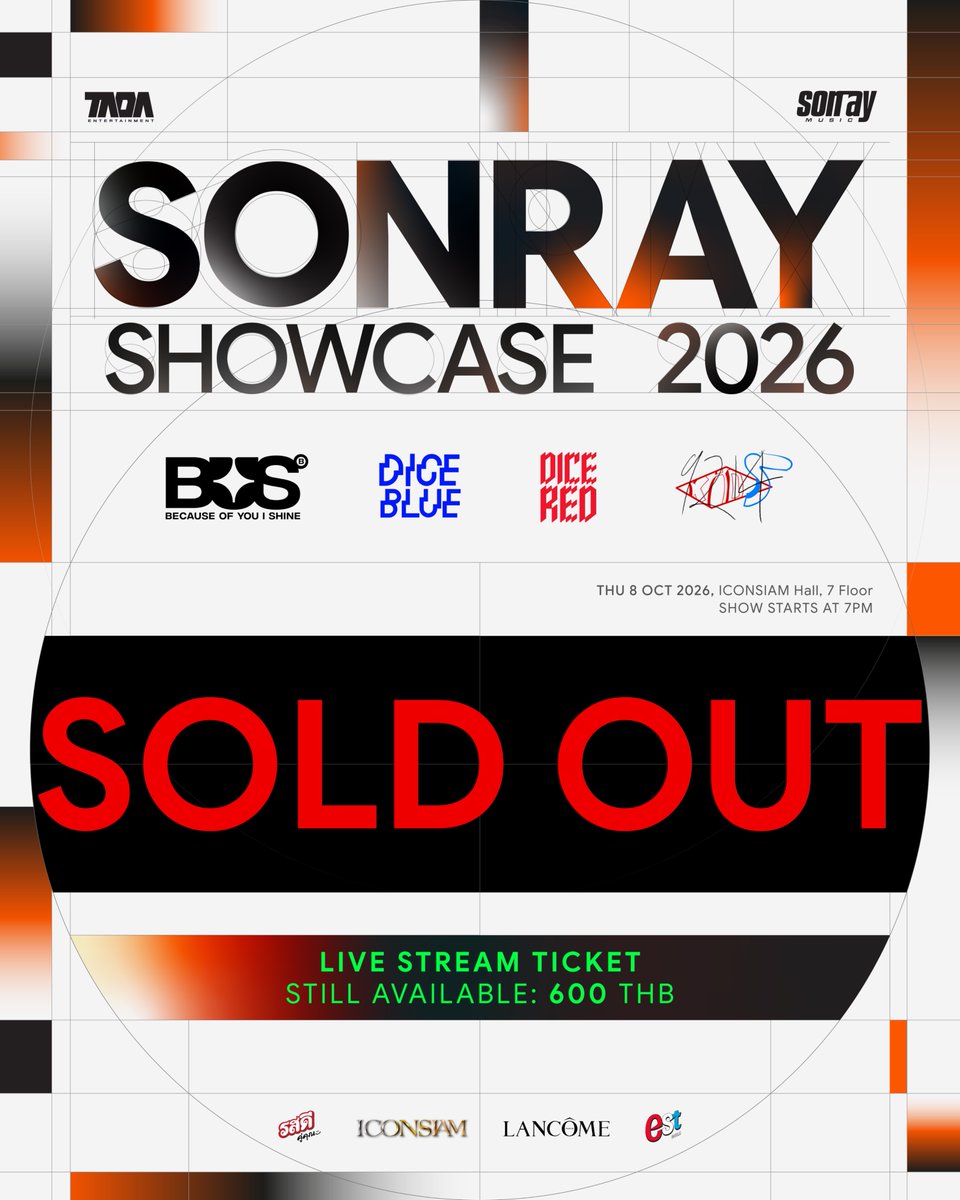 sonraymusic's tweet photo. SONRAY SHOWCASE 2026 ✨
บัตรเข้าชมการแสดงจำหน่ายหมดเป็นที่เรียบร้อยแล้ว
#SONRAYSHOWCASE2026
#BUSbecauseofyouishine
#DICEBLUE #DICERED
#9214KIDS
#SONRAYMUSIC https://t.co/GRy8sUn2lZ