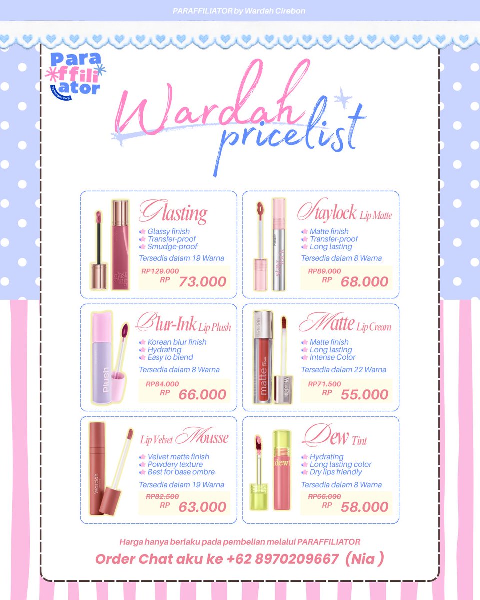 asmrfhk's tweet photo. Yang lagi cari lippies wardah yang murcee bisa cek disini ya https://t.co/sdYUpAFG4T
