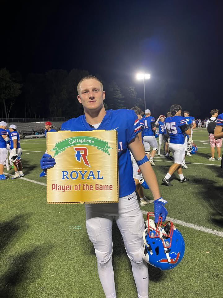 roncallihigh's tweet photo. Presented by Gallagher's Pub &amp; Eatery, tonight’s Player of the Game is Jaxson Lawson! He brought the hustle and heart to our homecoming game! Go Royals! https://t.co/79qz4XPVPV