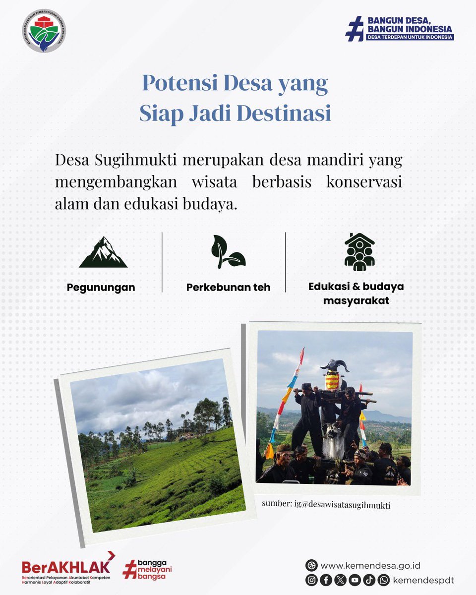 kemendespdt's tweet photo. Sugihmukti bukan sekadar memiliki keindahan alam, tetapi juga potensi wisata yang mampu menggerakkan ekonomi masyarakat. https://t.co/8pgfE8gZuZ