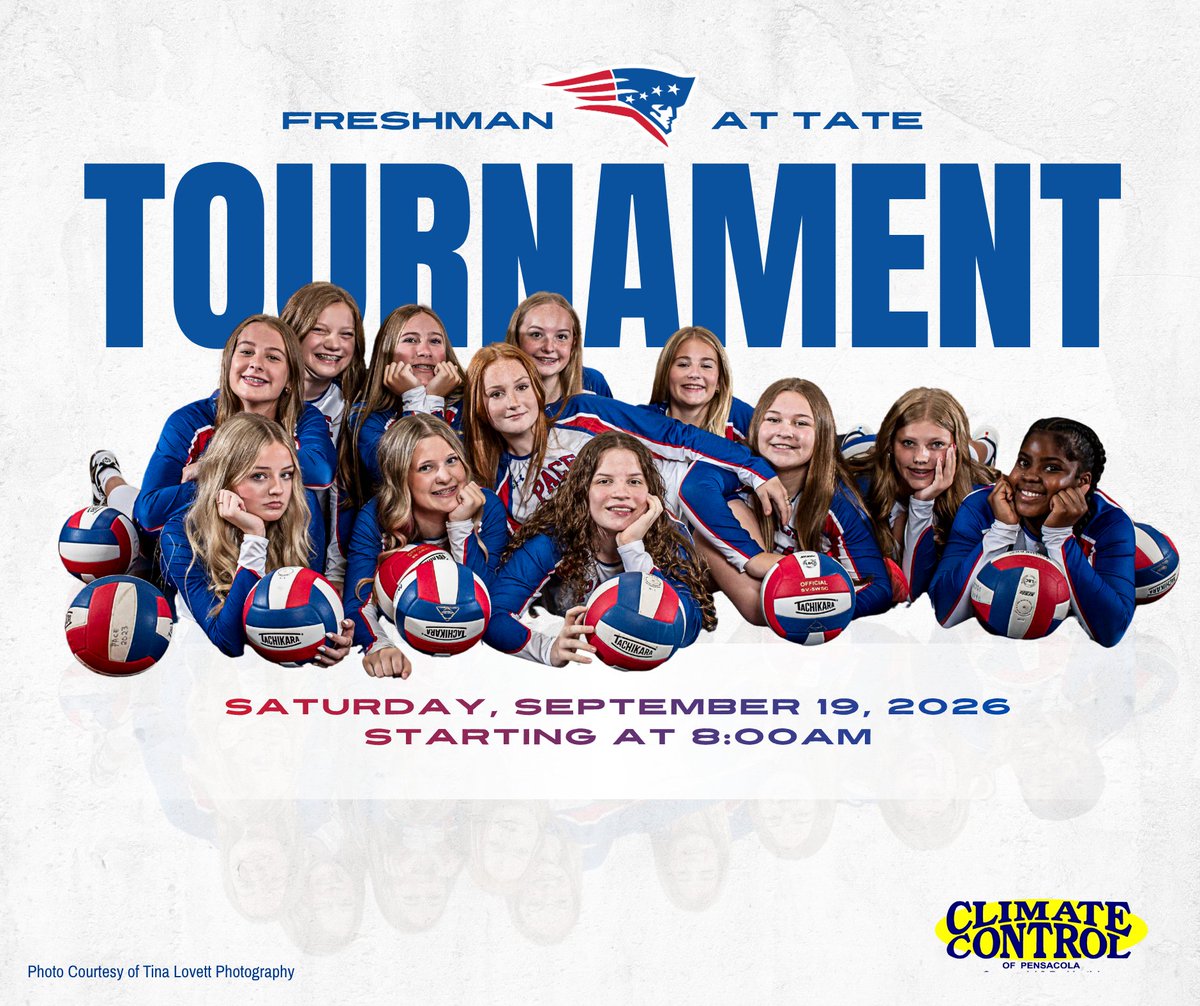 patriots_vball's tweet photo. 🏐Our #PacePatriotsVolleyball Freshman Team are headed to Tate High for tournament play tomorrow.

⏰ First serve: 8AM

Join us in wishing our #LadyPatriots good luck as they represent Pace with pride! 💙❤️

👏 Like, Share &amp; Comment to show your support!

 #GoPacePatriots 🏐💪 https://t.co/DlnQeVCMyJ