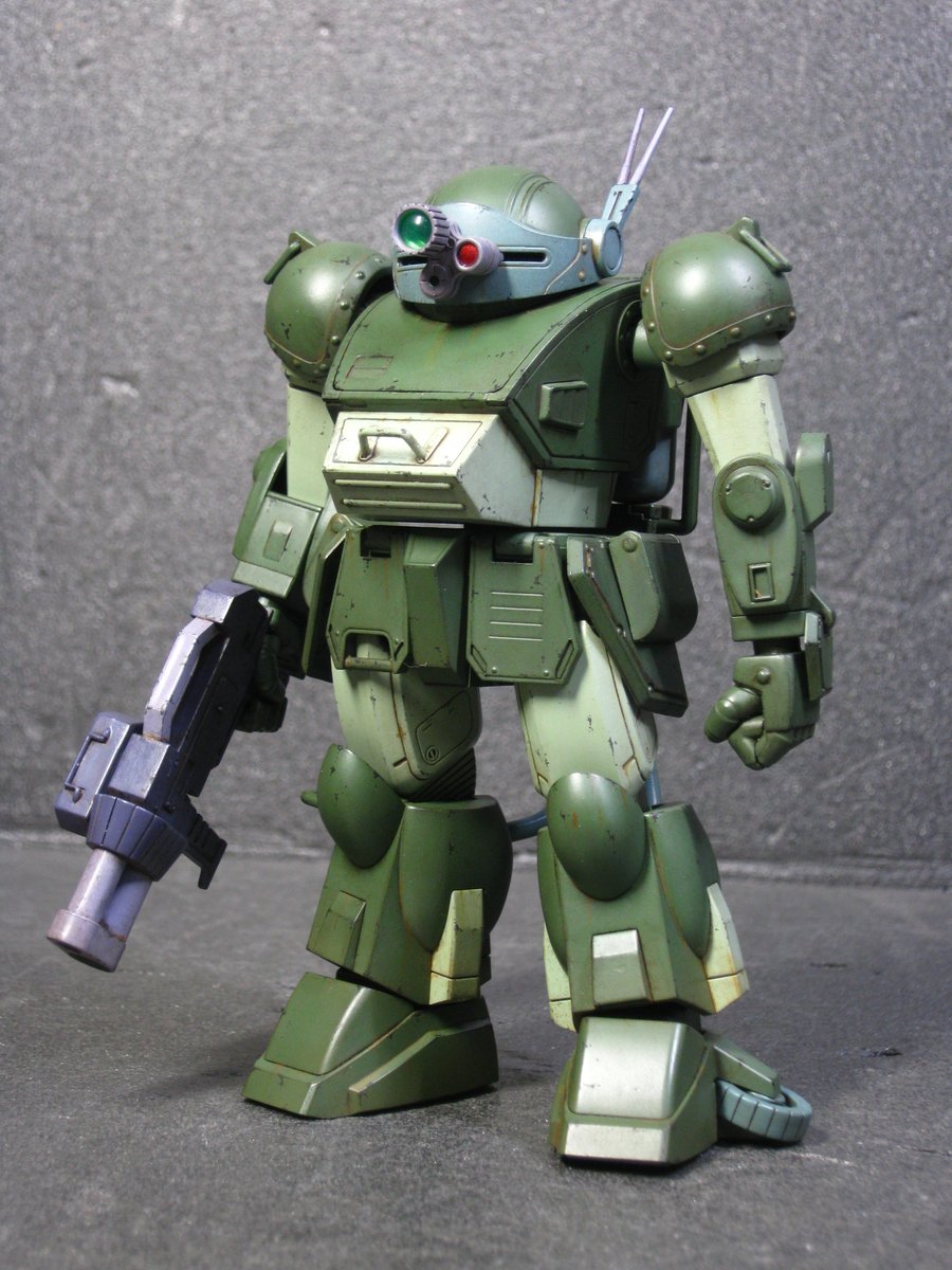 SolticM's tweet photo. ウェーブ 1/35 マーシィドッグ
クメン編でキリコが搭乗したAT。スコープドッグを湿地帯の戦場に対応させたタイプです。カラーリングは通常のスコープドッグに比べてやや濃いグリーン。
主人公機なのに戦友のベルゼルガより地味な所がボトムズ。 https://t.co/tU4FSc3jaU