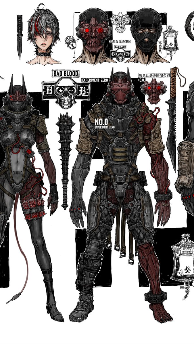 oldfive12345's tweet photo. ⚠️ BAD BLOOD ALERT ⚠️
Introducing BAD BLOOD UNIT 🦴
Straight out of my OC world — forged in Hell.
Concept art dump! Hope you enjoy 🍑
4 characters revealed so far:
1. Scythe-Type Female Operative
2. Subject Zero
3. Tank-Class Heavy Trooper
4. Bad Blood Kid
More to come — the unit will keep growing.
Vote for your favorite!😝😝
#OC #CharacterDesign #ConceptArt #Cyberpunk #DigitalArt