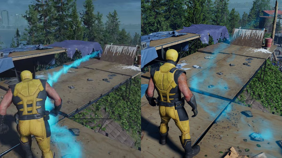 realradec's tweet photo. Wolverine scent trail hotfix before and after comparison https://t.co/TixRK7XUMO