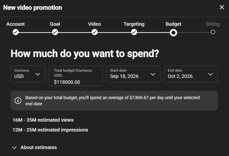 nicholasdeorio's tweet photo. In regards to MightyMikePlays, this is how much $118,000 in promoted views would be.

Please don't buy his dad's shitty merch https://t.co/q2UXSEAtMl