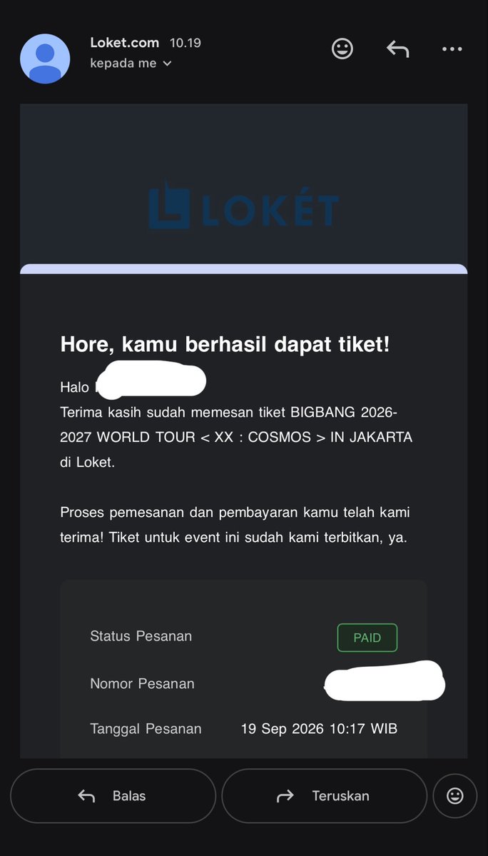 aizusn's tweet photo. Rezeki anak soleh sekali war tiket konser langsung dapetttt https://t.co/Kk2eDE6MaR