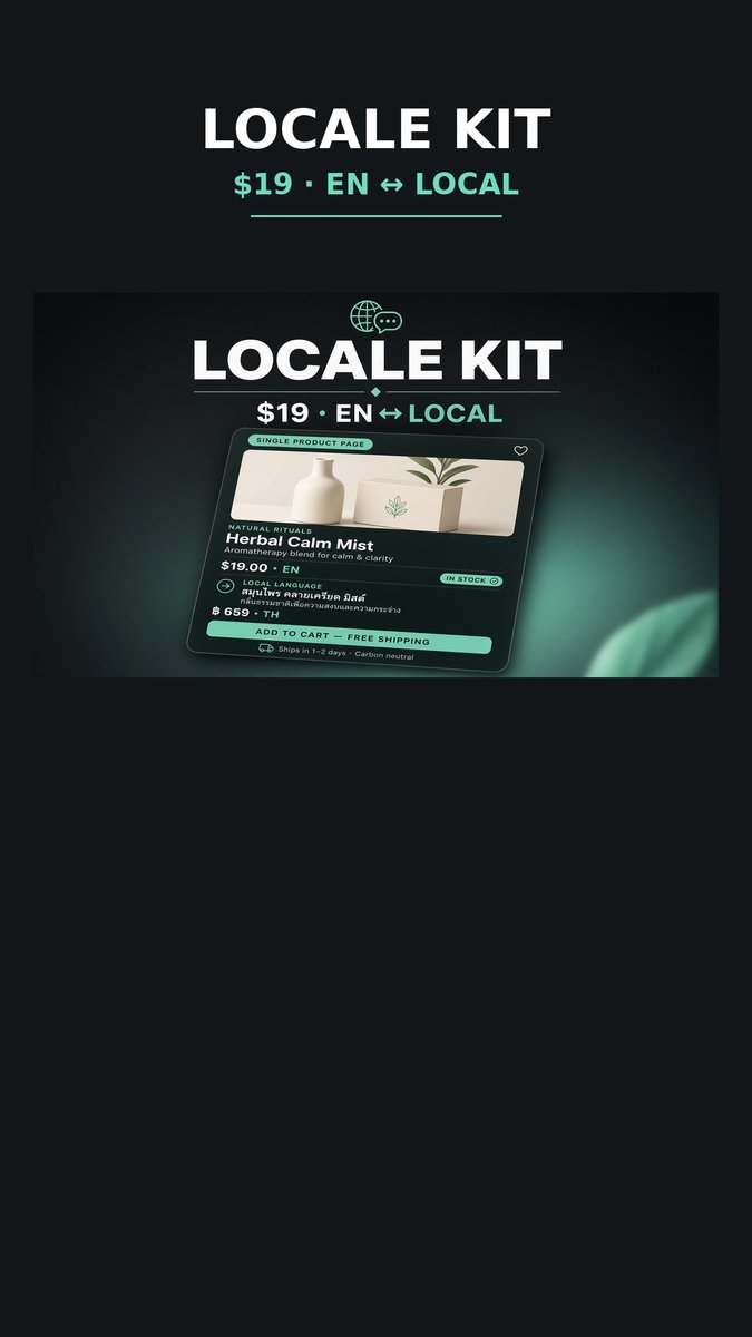 sornrus's tweet photo. Last promo slot today — keeping it DIY-light.

Expanding SKUs past one language?
EN↔KR Locale Kit $19 — checklist + glossaries so title/bullets/body don’t break first.

https://t.co/W7CpUupsMD

#Locale19 https://t.co/b439ekVge5