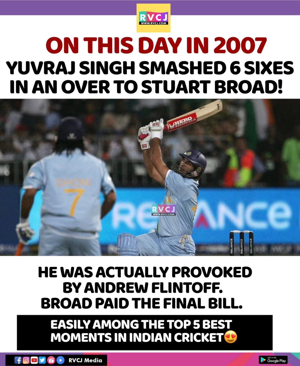 RVCJ_FB's tweet photo. On This Day In 2007, Yuvraj Singh smashed 6 sizes in an over!!6️⃣6️⃣6️⃣6️⃣6️⃣6️⃣ https://t.co/39kH0H2bDp