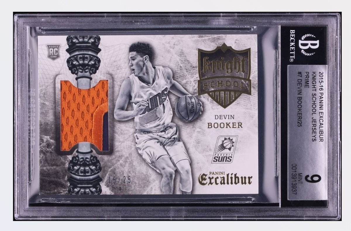 NOBODYwasDEAD's tweet photo. 🔥 🚨 1 DAY LEFT! 🚨 🔥Don't miss this rare 2015 Panini Excalibur Devin Booker Rookie Prime Patch card (/25)!😱 POP 1 OF 2 — NONE GRADED HIGHER! 

🏀🔗 Link pinned at top of my profile! 👇#TheHobby #WhoDoYouCollect #DevinBooker
#sportscards #sportscardsforsale https://t.co/GXFDVuI2fz