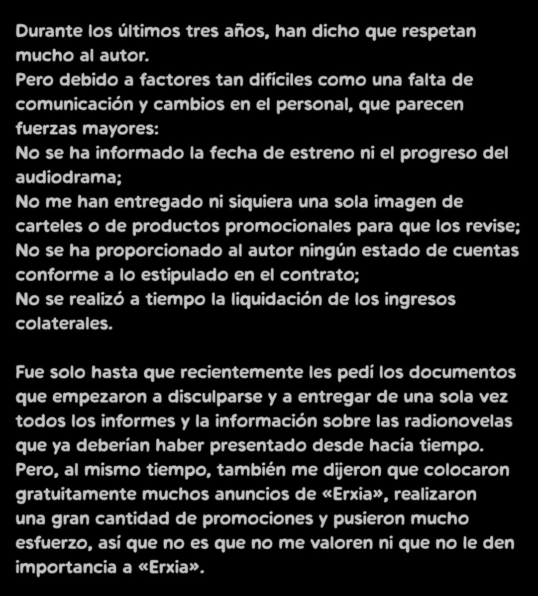 haitangandrain's tweet photo. Después de mucho tiempo Meatbun ha vuelto a publicar en weibo, pero lamentablemente no es por una buena situación.

Meatbun ha expuesto una situación en particular con quienes llevan el AD japonés de 2ha. Apartir de que Maoer se ha comunicado para la renovación del AD fue cuando Meatbun se dio cuenta de las problemáticas que estaban ocurriendo. Empezando porque ni siquiera estaba al tanto de que el AD japonés ya se había estrenado, una cosa horrible siendo que ella es la autora. Pero el mayor problema es que estas personas han hecho eventos de restaurantes sin su autorización usando el nombre de 2ha, hacen estos eventos offline sin que ella los apruebe, lo que es un engaño para los lectores. Expone la situación porque le quieren hacer chanchullo, aunque la otra parte quiere "disculparse" no es realmente una disculpa y se quieren deslindar del problema real. Hasta ahora ni siquiera se han comunicado directamente con ella, todo es atraves de JJWXC. Expone la situación porque Maoer ha ignorado sus solicitudes.

Les dejo unas partes del escrito, es largo, si quieren leerlo les dejaré el link a la publicación en el siguiente tweet.