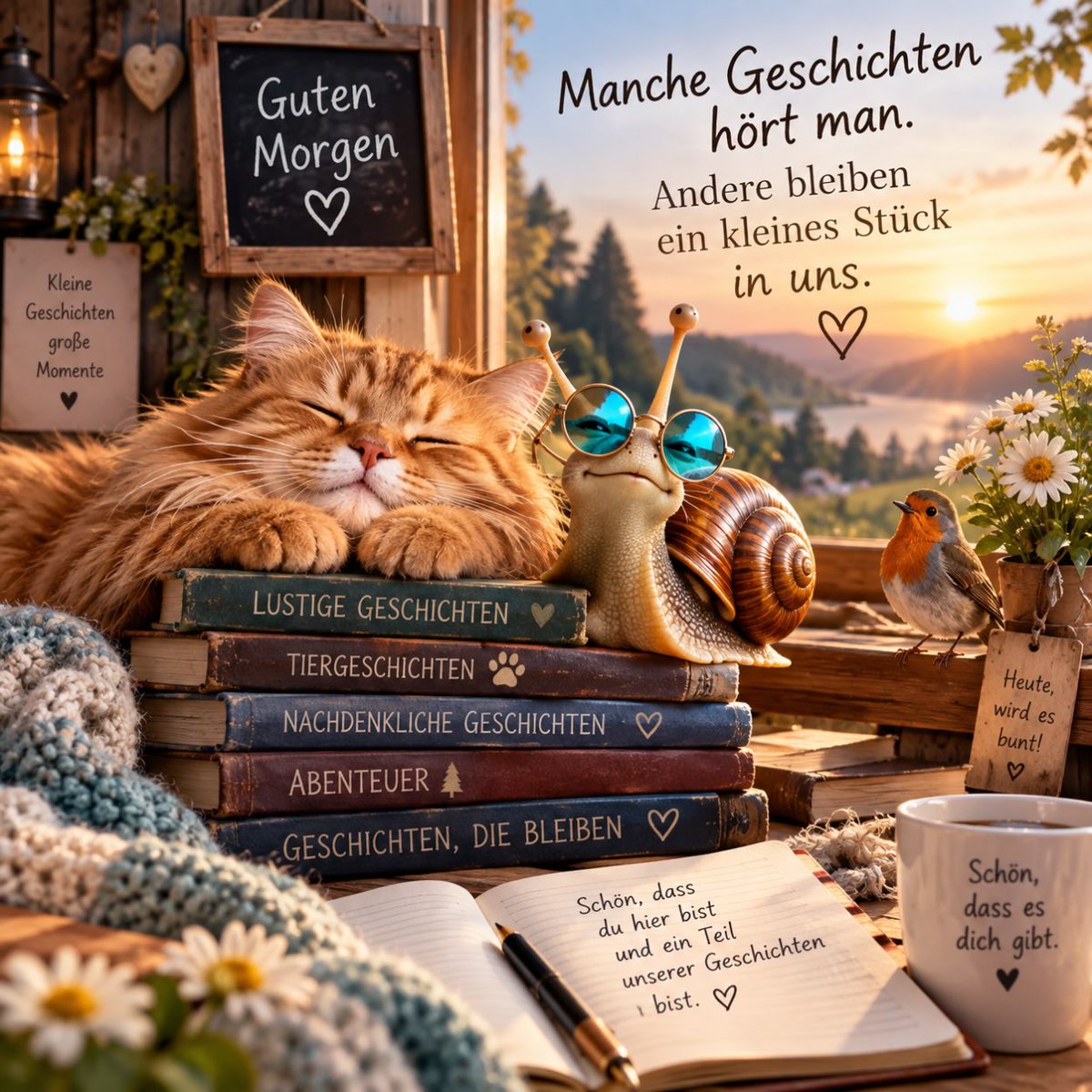 JulioGerwizp's tweet photo. Photo by Carmen. Kraus. Seele. Macht. Dinge🌿 on September 05, 2026. May be an image of book and text that says "Guten Morgen Kleine Geschichten A Momente Manche Geschichten hört man. Andere bleiben ein kleines Stück in uns. LUSTIGE https://t.co/awIPdF1rec