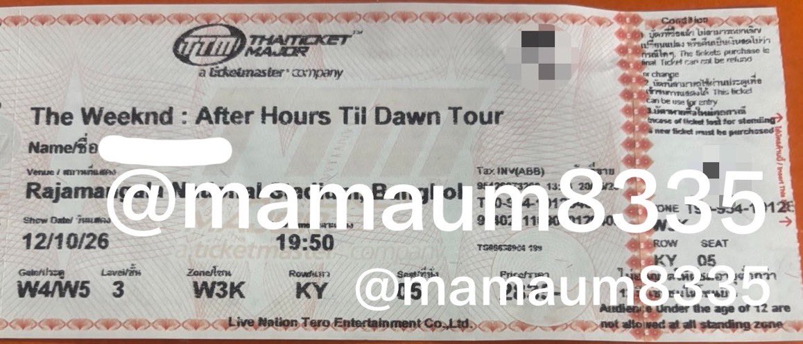 pang83355742's tweet photo. ปล่อยบัตร
เราติดธุระไปเชียงใหม่ค่ะ 2800 กดมา 3200 นัดรับก่อน 25/9 ค่ะ เราอยู่เมืองทอง 1ใบค่ะ
#AfterHoursTilDawnTourBKK #THEWEEKED https://t.co/n9GF3LaZCP