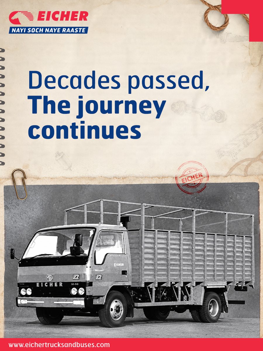 ETBIndia's tweet photo. Here’s a little rewind to Eicher’s early years on the roads.
A look back at a few early pages from Eicher’s story, before the 80’s trend came along.
#EicherTrucksAndBuses #NayiSochNayeRaaste #80sTrend #BuiltToMoveIndia #JourneyOfProgress https://t.co/DhxAg0hNV7