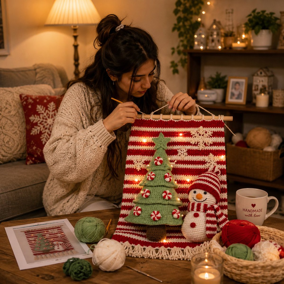 YarnandYield's tweet photo. Christmas Crochet Wall Hanging | YarnAndYield
Create a festive wall hanging with a 3D Christmas tree, adorable snowman, snowflakes &amp; peppermint ornaments.

Perfect for cozy holiday décor or handmade gifts!

Instant Download:
https://t.co/zrDYe5kXFx

#ChristmasCrochet #CrochetWall https://t.co/EDwRkhpNOM