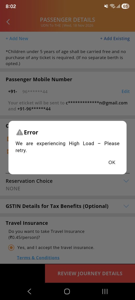 abulwaiskhan's tweet photo. @RailMinIndia @AshwiniVaishnaw 
What is this if we cannot book ticket through official app then what is the use of it ? Kindly look into the matter https://t.co/RE1BKFUqNp