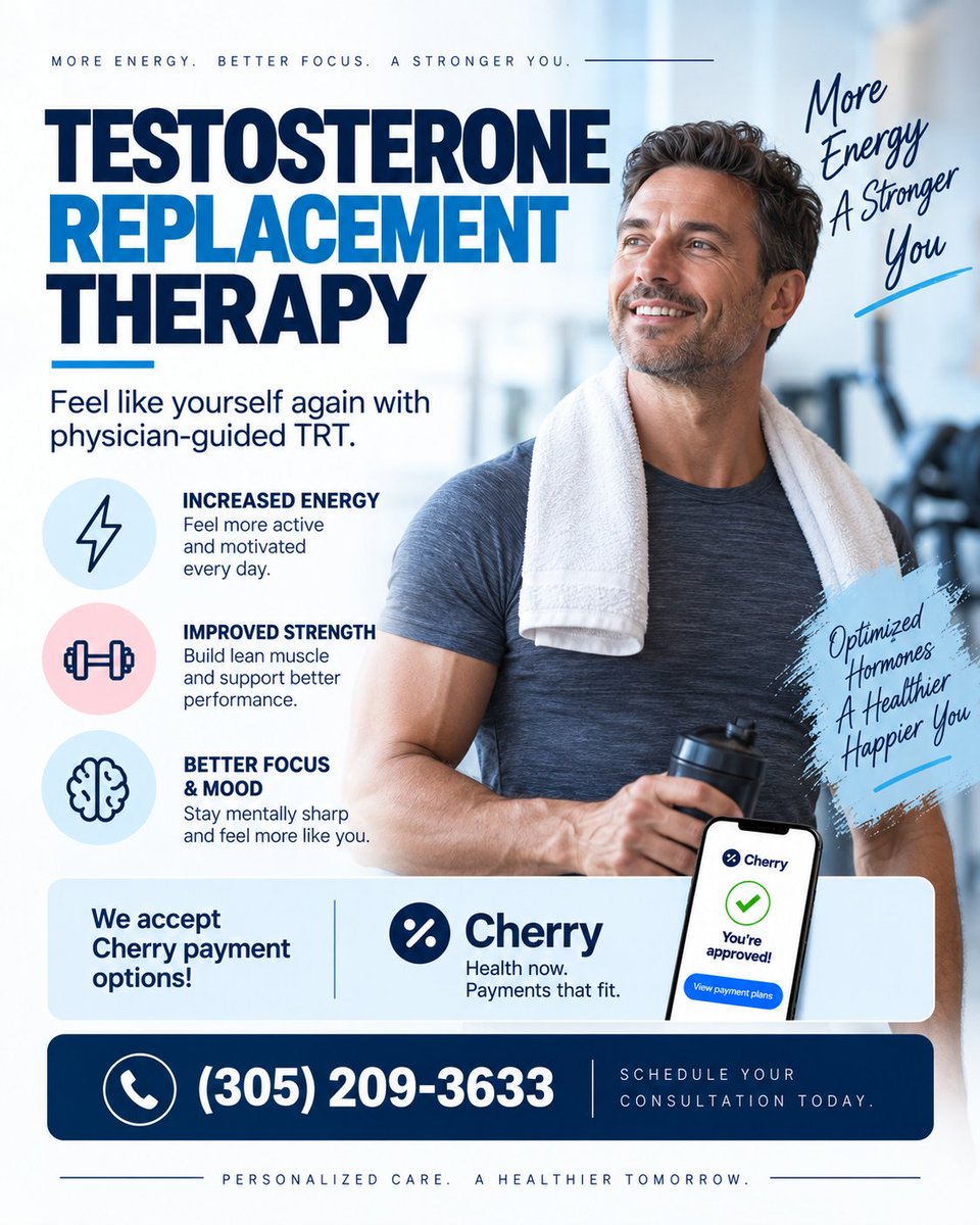MaximumSus49793's tweet photo. Feeling tired, unmotivated, or not like yourself? 💪 It may be time to check your testosterone levels.

📞 (305) 209-3633

#TRT #MensHealth #LowTestosterone #MaximumSustainedPerformance https://t.co/vqokEPkPCR
