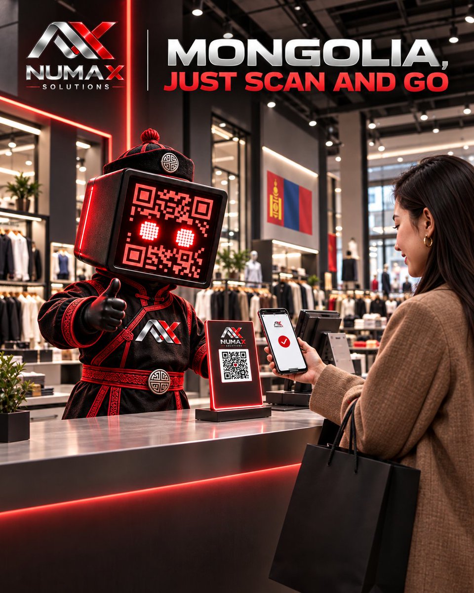 NumaXSolution's tweet photo. MONGOLIA, JUST SCAN AND GO.

QPay makes QR payments a practical part of everyday commerce in Mongolia.

🛍️ NUMA-X Wallet brings digital assets closer to real-world QR payment experiences.

Scan. Pay. Keep moving.

#NUMAX #NUMAXWallet #CRX #Mongolia #QPay #QRPayment #Crypto https://t.co/eTPXdrpXxj