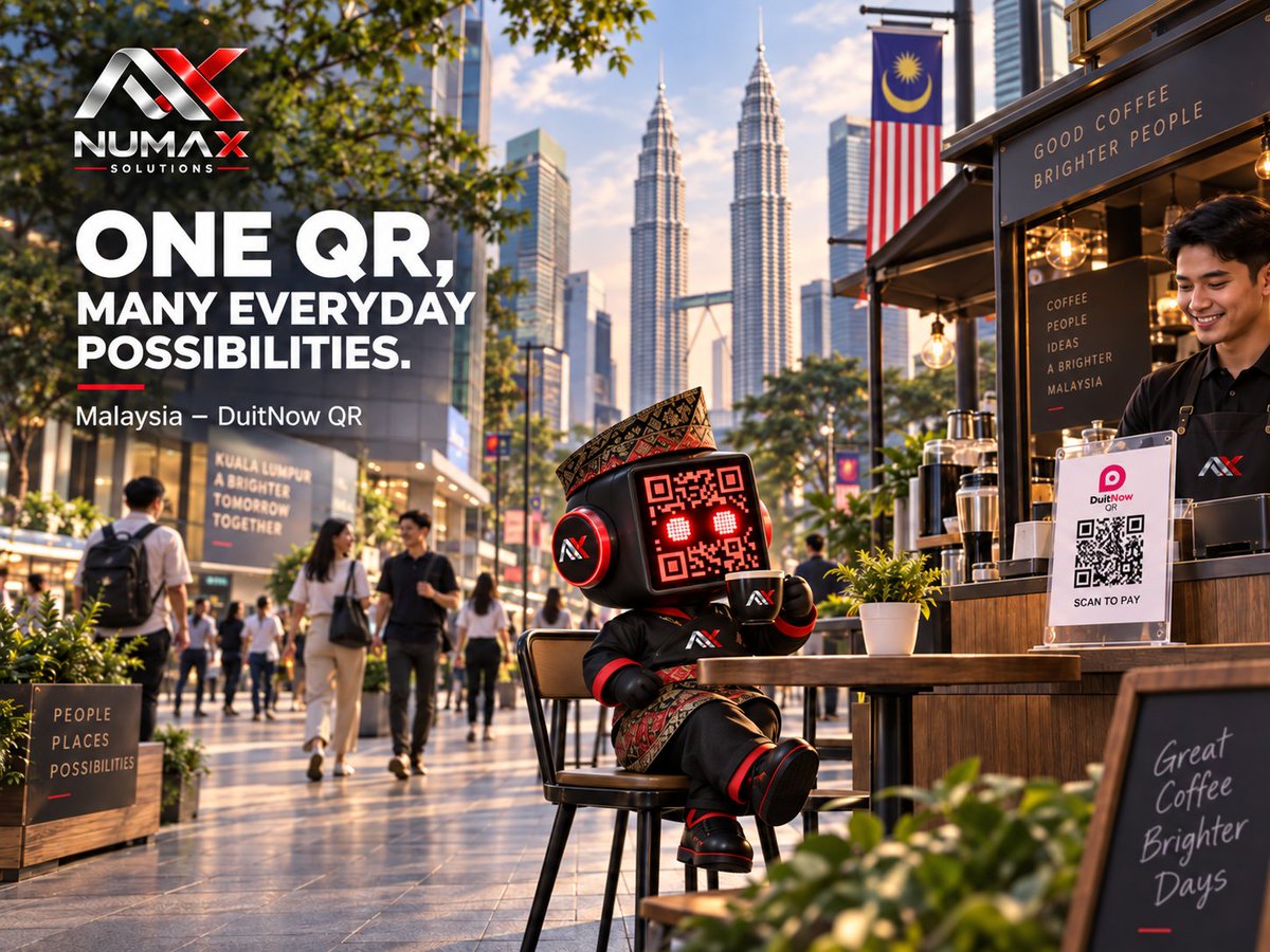 NumaXSolution's tweet photo. ONE QR, MANY EVERYDAY POSSIBILITIES.

DuitNow QR connects participating banks and e-wallets through a common QR payment experience in Malaysia.

🌏 NUMA-X Wallet brings digital assets closer to real-world QR payment experiences.

One scan. One less interruption.

#NUMAX #NUMAXWallet #CRX #Malaysia #DuitNowQR #QRPayment #Crypto