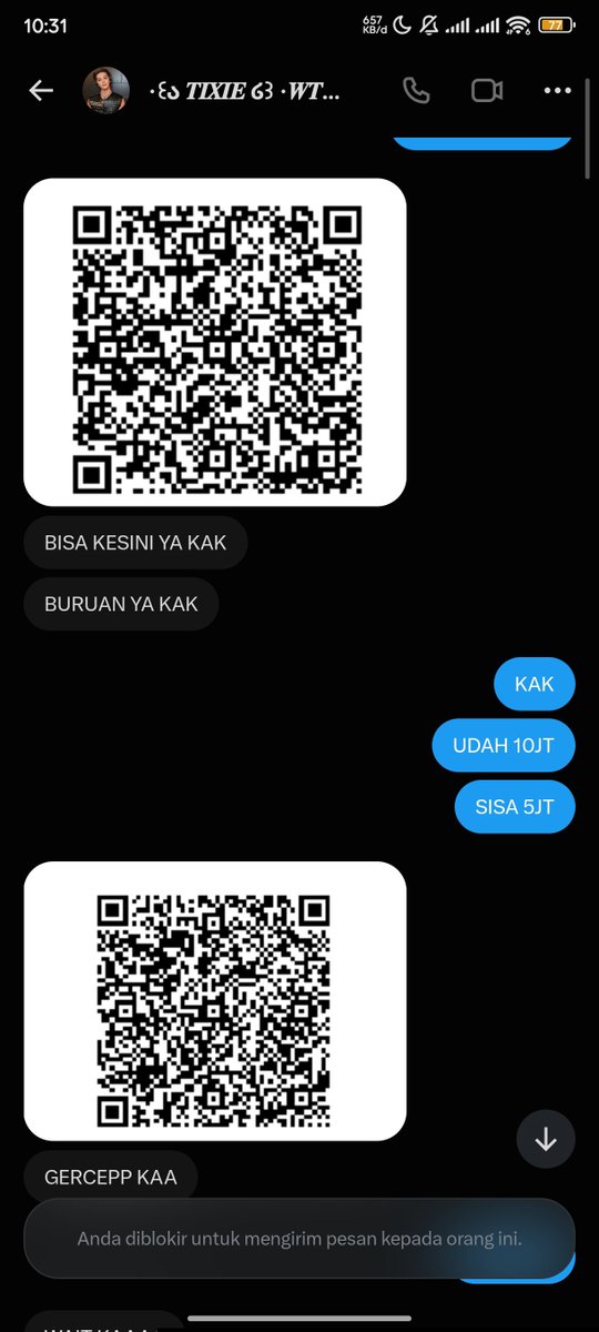 pjraurit's tweet photo. Buka akun ini lagi karna mau kejar penipu 

@kkppoptixstore 
 Tixie

Balikin uang saya tolong, jgn seenaknya nipu gini aja main asal block. Stlh bayar udah lgsg main kabur aja.

Penipu tiket Bigbang Jakarta jaswar jastip https://t.co/8bNzjthJTq