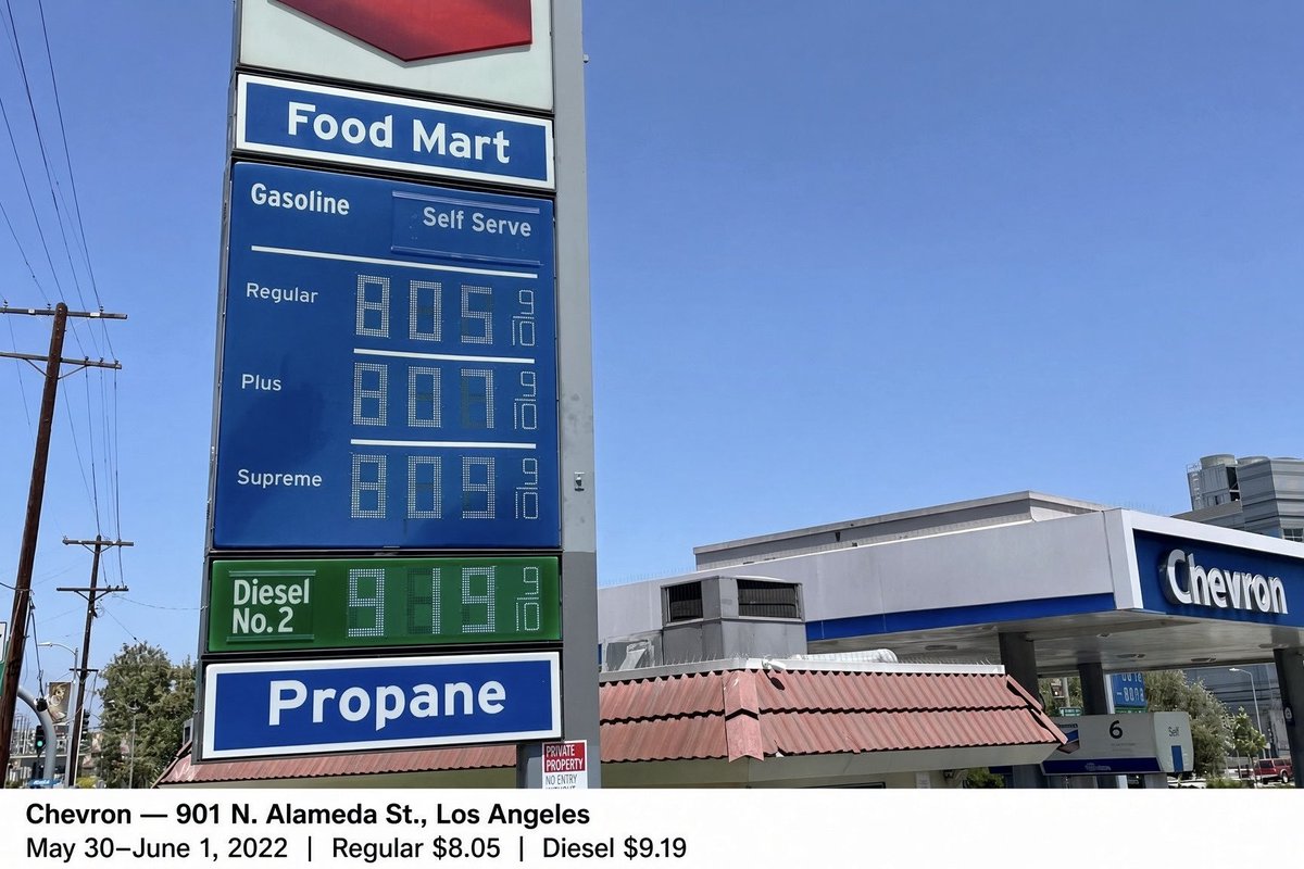 RightWI1776's tweet photo. Wow I can't believe Diesel is over $9/gallon

Wait nevermind this was 2022 under Biden https://t.co/YzxSsFjeaN