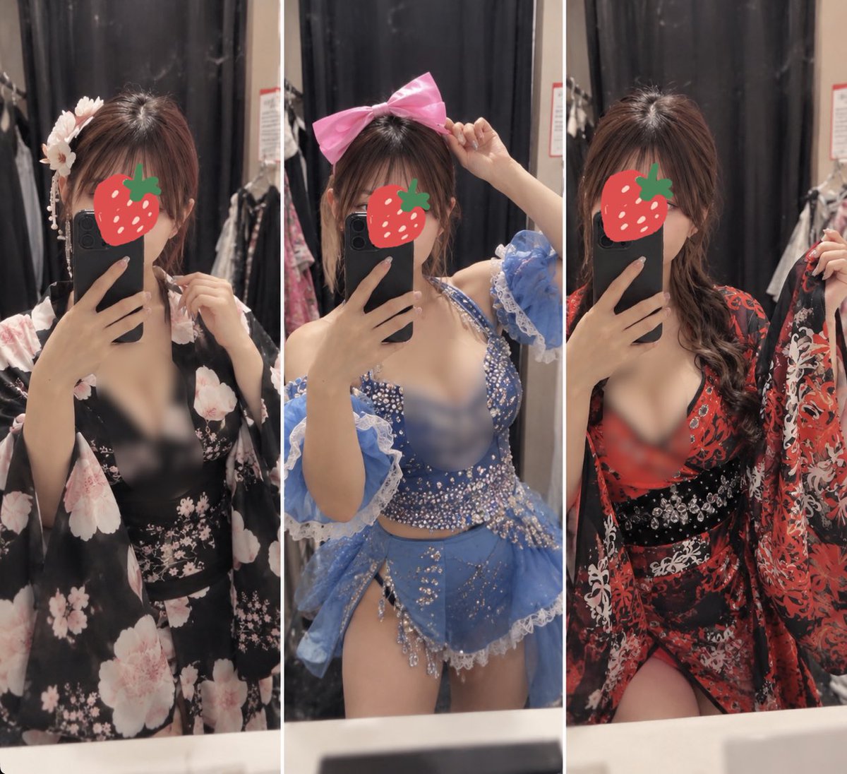 maimaichaam's tweet photo. 明日本番🍓
なんかスカウトの人とかもくるみたいでドキドキしてる💦

でも1番は楽しんで表情管理して全力でやるのが1番だよね꒰՞ > ᴗ <՞꒱ෆ

この中から明日の衣装決めようと思うんだけど、みんなならどれが良い？？💖 https://t.co/imN47ATR6O