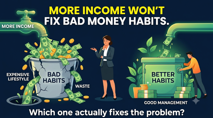 t_raajan's tweet photo. More income won’t fix bad money habits. It may just make them more expensive.

Before chasing a bigger salary, learn to manage what already comes in.

More money or better habits—which one actually fixes the problem? https://t.co/kt2HjRPKmA