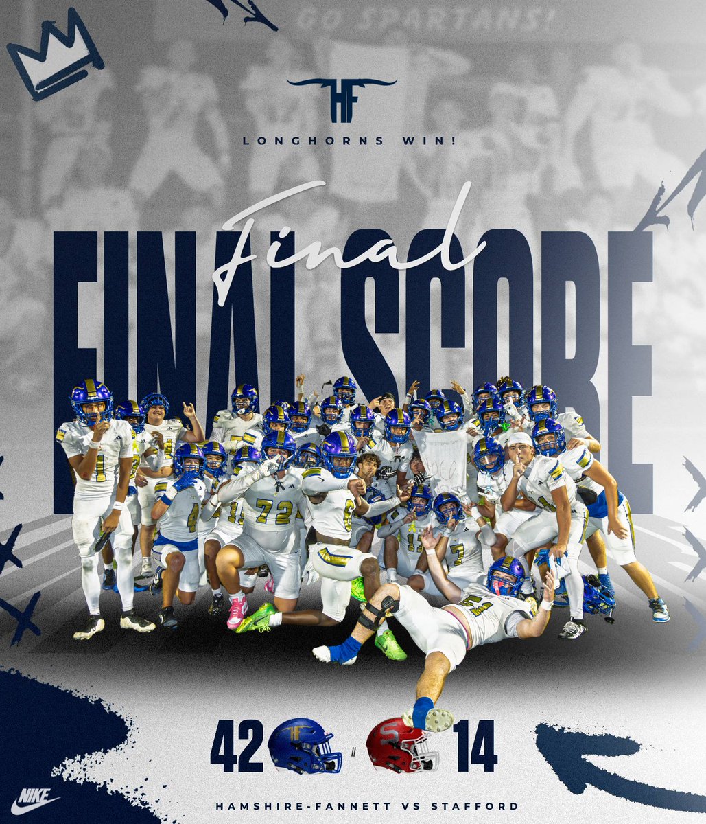 HFISD_Longhorns's tweet photo. STATEMENT MADE!

HOMECOMING CRASHERS!

HOW ’BOUT THEM LONGHORNS!!!

The Hamshire-Fannett Longhorns hit the road and made a statement Friday night, taking down a solid Stafford Spartans team 42-14.

@Matt_Stepp817 @Tepper 
🧵 https://t.co/nd5KS8M37P