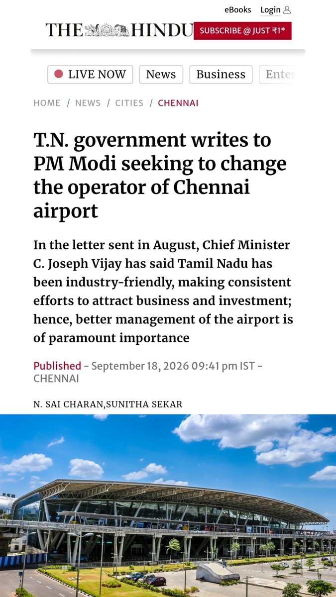 DMKITwing's tweet photo. தவெக = பாஜக!

சென்னை விமான நிலைய நிர்வாகத்தை 'AAI'-யிடம் இருந்து பிடுங்கி, தனியாருக்குத் தாரைவார்க்கக் கோரி கடந்த ஆகஸ்ட் மாதமே ஒன்றிய அரசுக்கு ரகசியக் கடிதம் எழுதியுள்ளார் டம்மி முதலமைச்சர் விஜய் என்ற செய்தி உண்மையா? மக்கள் நலன் என நாடகமாடும் தவெக அரசு, இந்தத் துரோகக் கடிதத்தை ஒரு மாதம் முழுவதும் மக்களிடம் மறைத்தது ஏன்?

பாஜகவைக் கொள்கை எதிரி என நாடகமாடிவிட்டு, அதே பாஜகவின் மக்கள் மற்றும் தொழிலாளர் விரோத 'தனியார்மயமாக்கல்' கொள்கையைத் தமிழ்நாட்டில் செயல்படுத்த நினைப்பது தான் தவெக-வின் கொள்கையா?

ஒரு முதலமைச்சரின் வேலை பொதுத்துறைச் சொத்துகளையும் மாநில உரிமைகளையும் பாதுகாப்பதா? அல்லது தனியார் லாபத்திற்காகத் தரகு வேலை பார்ப்பதா?

தவெக-வினரை விட அதிகம் முட்டுக்கொடுக்கும் தோழமைக் கட்சிகளே, உங்களுக்கும் ஒரு பங்கு கிடைத்துவிட்டது என்ற காரணத்திற்காக, தமிழ்நாட்டையே கூறுபோட்டு விற்றாலும் உங்களுக்கு எந்தக் கவலையும் இல்லை அப்படித்தானே?

#TVKGovernment #TVKFails #TVKVijay‌Fails