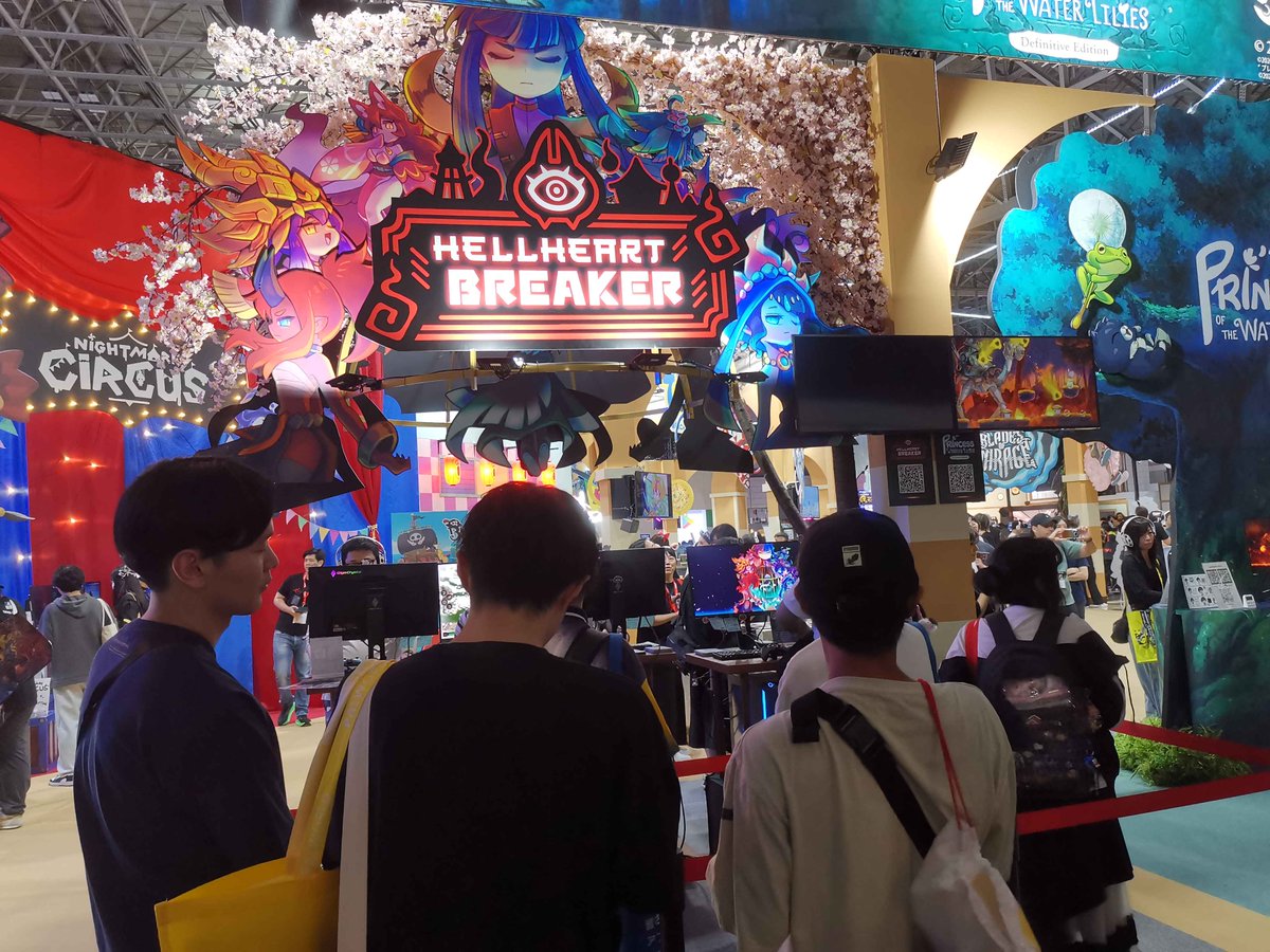 hellheartbreak's tweet photo. THE BOOTH IS PACKED AND WE ARE HERE FOR IT 🔥

So thrilled to see people lining up to play with us today at Tokyo Game Show 2026!

Come see what the hype's about; HellHeart Breaker is waiting for you. https://t.co/hXy4cRpoH0