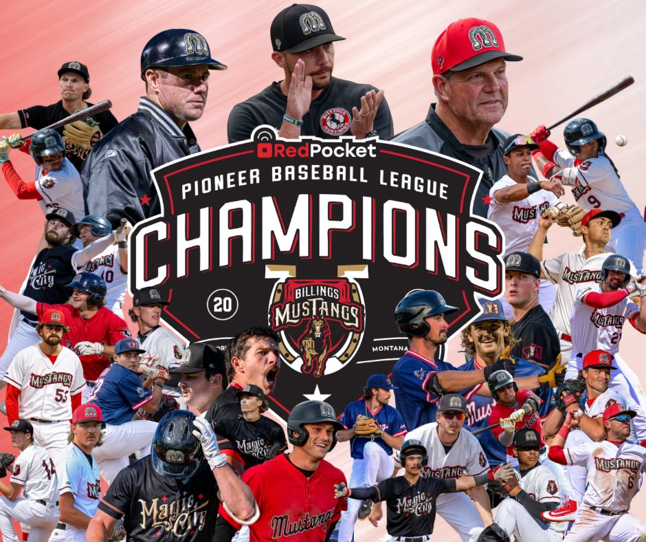 Mustangs's tweet photo. JOB FINISHED 

YOUR BILLINGS MUSTANGS ARE 2026 PIONEER LEAGUE CHAMPIONS https://t.co/WPwjFlf9Ks