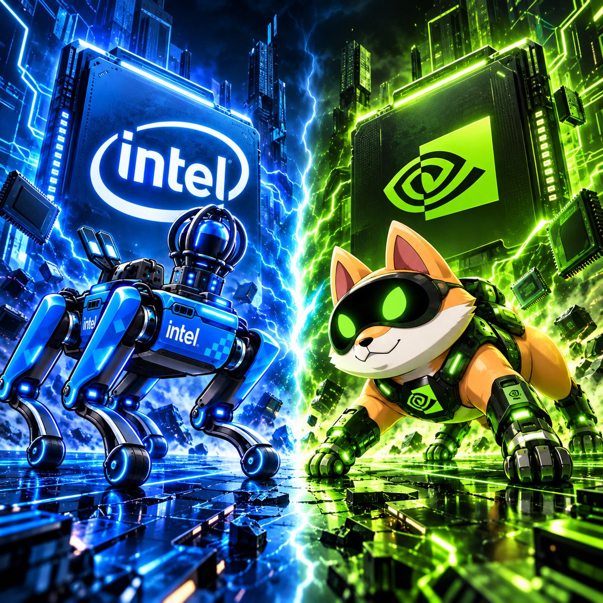 IntelRobotDog's tweet photo. The only blue $CHIP that can rival the $NVDA is $INTC https://t.co/zjGE9yzNkP