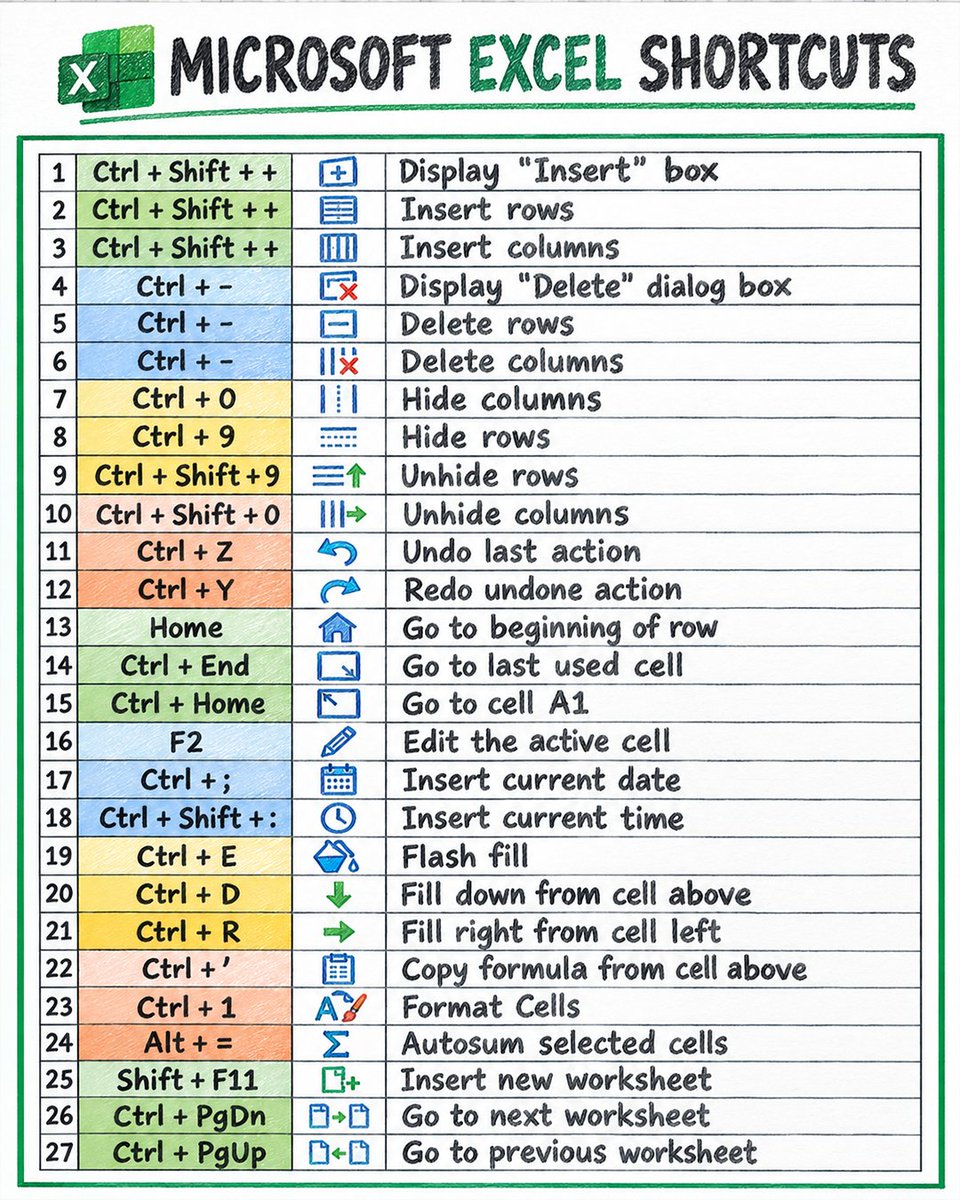 timetooffice's tweet photo. Boost your productivity with excel

#ExcelShortcuts #ExcelForBeginners  #officelife https://t.co/arWlA5KfKL