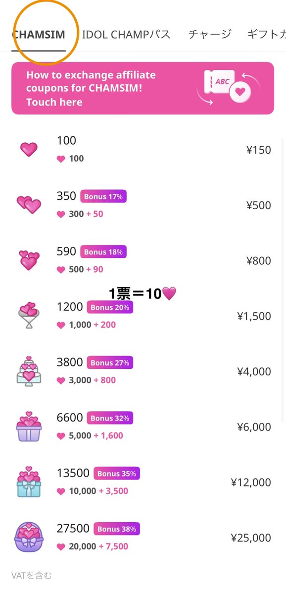 VERIVERY_JP's tweet photo. 【💰購入について】
IDOL CHAMP投票用♡
gifteeからの購入で20%増量されます。

1,000円で125票分相当✨
金額は1,000円〜20,000円まで！

※購入にはgiftee会員登録が必要です。
検討中の方は事前にご準備ください。

アプリ内購入は150円、10票分から購入可能です！

https://t.co/re1L4kL5B4 https://t.co/NfMENQijlo