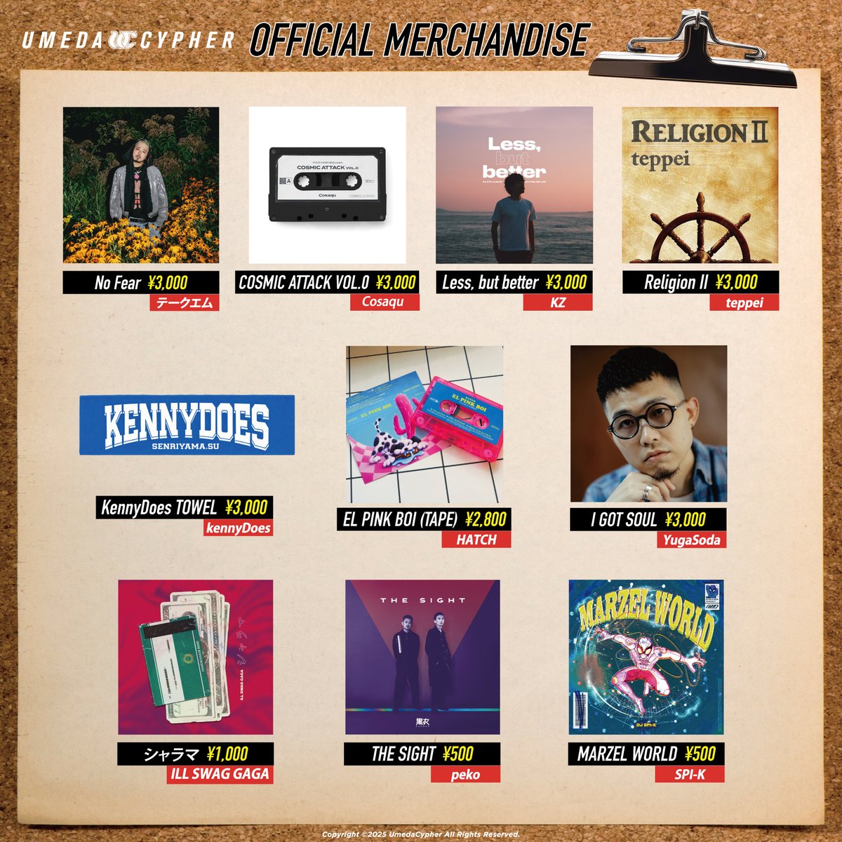 umeda_cypher's tweet photo. 🛍物販情報

明日開催!!

▼公演名
UC WEEK TOKYO

▼日時 / 場所
9/20(日) at  Spotify O-WEST &amp; Spotify O-nest
OPEN / START 14:30～

▼物販開始
14:30～予定

*物販に一部変更がございます、改めてご確認よろしくお願い致します。

#梅田サイファー
#UCWEEK https://t.co/0MhKtv3uxm