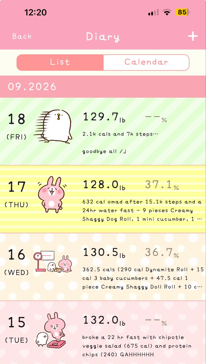 cutecumbers0me's tweet photo. Lowkey i love the casual dieting app for weight and notes tracking… its all so cute lol https://t.co/mtHtUG12kT