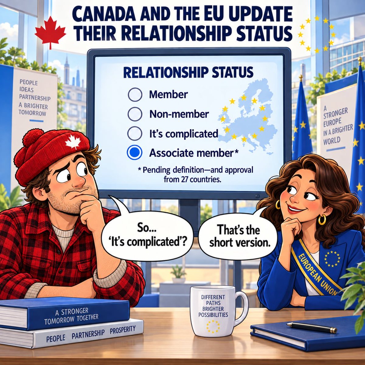 justabitoffbeat's tweet photo. Canada and the EU are defining the relationship. 

Just as soon as all 27 countries define “defining the relationship.”

#JustABitOffbeat #CanadaEU https://t.co/Yo3ivAKzR4