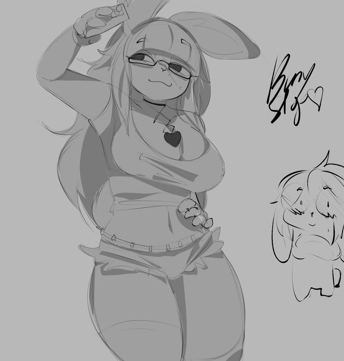 BunySlop's tweet photo. WHY HVENT I USED LASSO SHADING? BRUH I FUCKING LOVE IT AND THIS CUTE BUNNYBEHEHEH 
for,,,@NoxyBunnyNSFW <3 enjoy this fanart doodle 🥺🩷 https://t.co/t2ZkXXVcK3