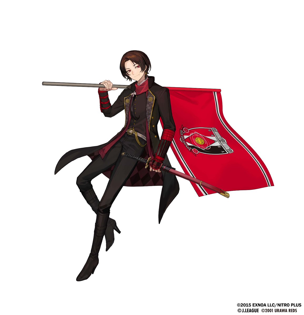 j_ouenhonnmaru's tweet photo. ◤埼玉スタジアム2002コラボ続報②◢

🏴刀剣乱舞ONLINE 加州清光

■浦和レッズ応援隊長:加州清光(かしゅうきよみつ)
新撰組 沖田総司が使用していたとされる打刀。貧しい環境で生まれたせいか、綺麗にしていれば主に可愛がってもらえると思っている。

🏴イベント施策
イベント当日は応援隊長として出陣中の加州清光のコラボイラストのパネル展示を予定しております。

#Jリーグ応援本丸_加州清光出陣 #urawareds