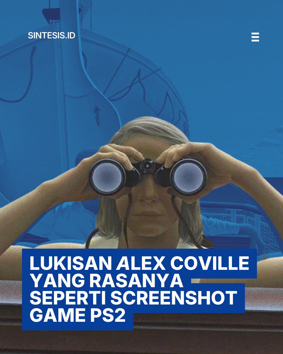 EuniceKuilan's tweet photo. Ada kejanggalan visual dalam karya Alex Colville yang terasa sangat familier bagi generasi awal milenium. Secara teknis ia melukis menggunakan gaya realisme magis klasik. Namun pencahayaan datar dan geometri kaku pada subjeknya justru menciptakan https://t.co/HWqeYhX8zh