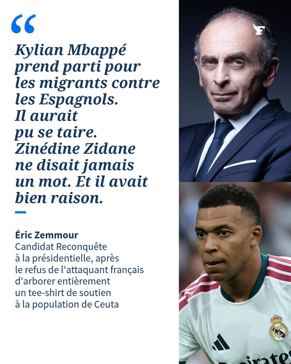 Le_Figaro's tweet photo. Le président de Reconquête n’a pas apprécié l’initiative du capitaine de l’équipe de France, qui n’a porté qu’à moitié un tee-shirt de soutien à Ceuta. →https://t.co/sjtmtiH2p5 https://t.co/cJSf8lWEP3