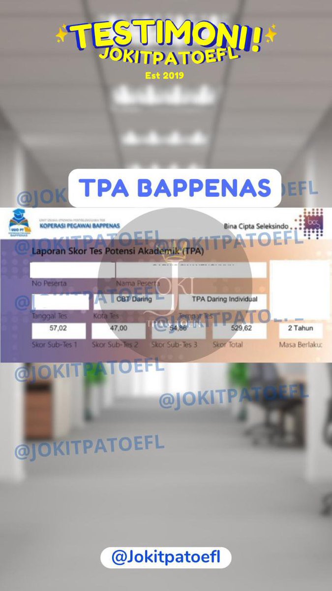 Ayvelaz's tweet photo. pagi beb, kami open joki :
- tpa
- toefl itp / prediction
- skolastik LPDP
- psikotes / tes kerja 
- eltp / tpka / tkda / tka / tkbi / ukbi
- seu undip
- simak ui
- tkd / tbi fhci bumn
- bi / bank / pln / pertamina
- ujian mandiri

langsung WA aku ya🤗
 #zonauang https://t.co/vbPNg755Jz