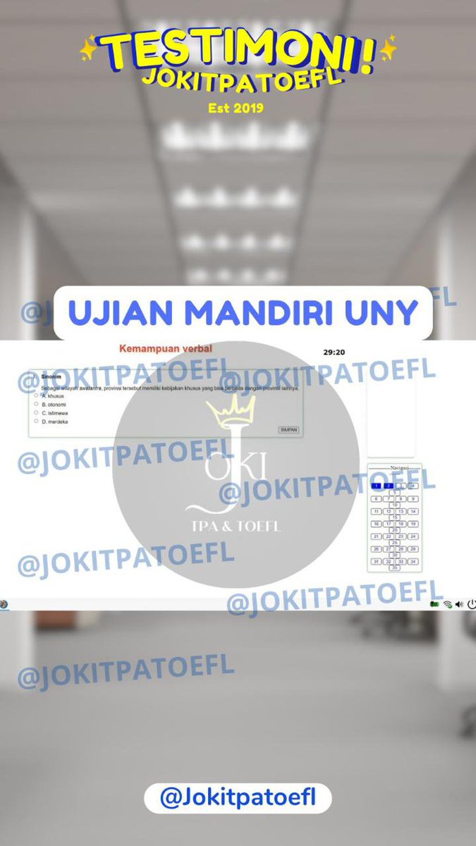 Ayvelaz's tweet photo. pagi beb, kami open joki :
- tpa
- toefl itp / prediction
- skolastik LPDP
- psikotes / tes kerja 
- eltp / tpka / tkda / tka / tkbi / ukbi
- seu undip
- simak ui
- tkd / tbi fhci bumn
- bi / bank / pln / pertamina
- ujian mandiri

langsung WA aku ya🤗
 #zonauang https://t.co/vbPNg755Jz