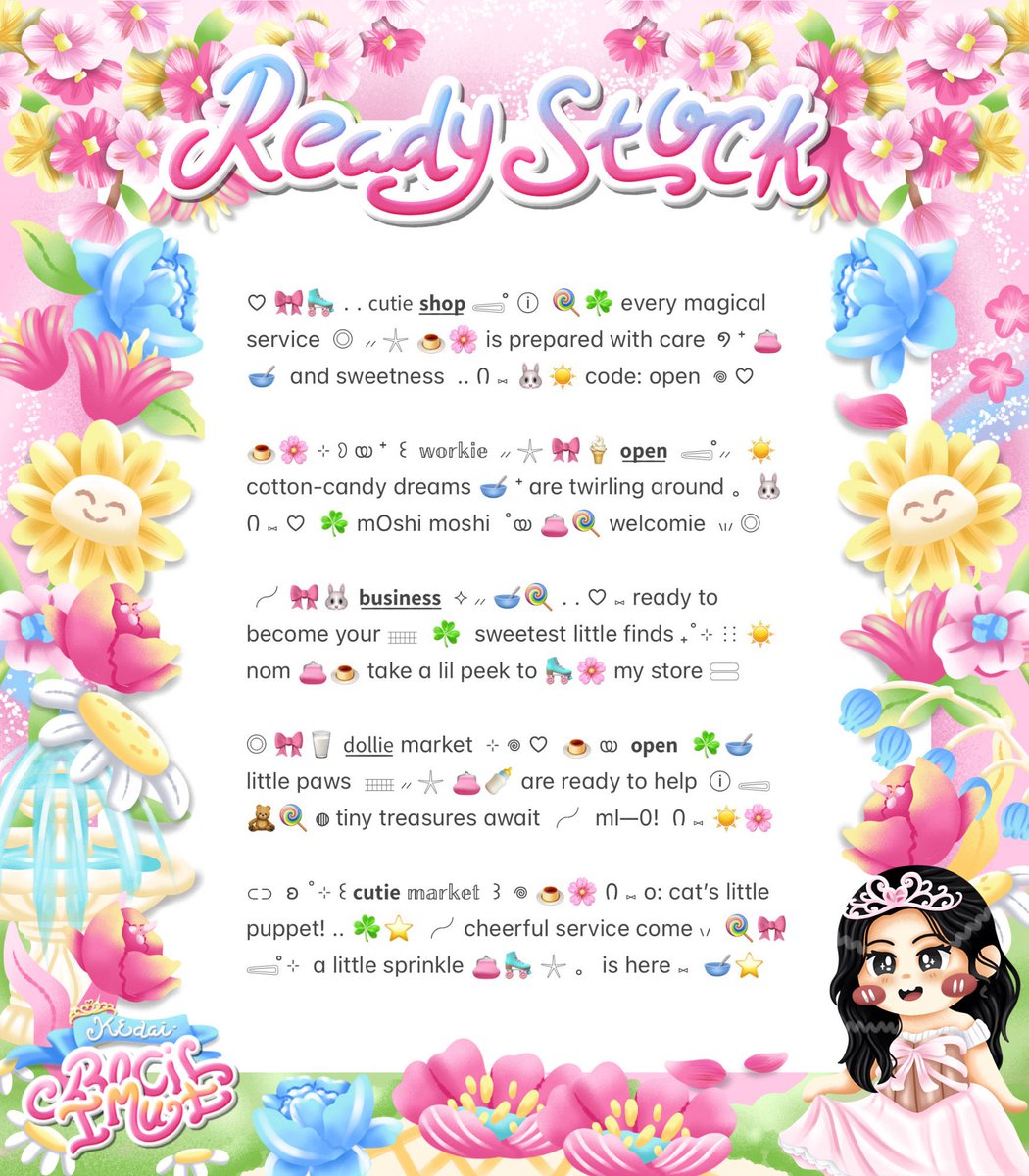 umbqi's tweet photo. ⠀
◎⠀.. 🍰🎀  ꒰  help RT? thank you ꕤ 🐰˚

𓈄᳸   hew—o sobat imut 🍀🥣 ♡ 𓂋 kath bawain ready stock ☀️ ⊹  ✩ 20 bio wording  🌸 bisa dijemput dengan harga 3.5OO ʚ  👛🍦 𓇼 ֯ dm for take  🍭 ⑅ tap ALT 🥛 ♡ ！

⊹ 🌱🍮 . . #zonauang ♡
⠀ https://t.co/G6t6aX9bAE