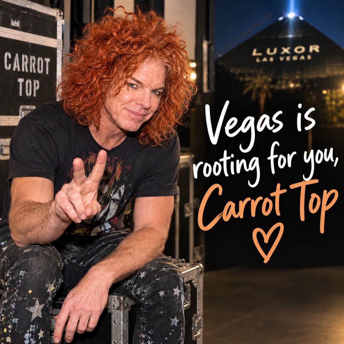 SinCityLVLocals's tweet photo. Vegas, let’s show Carrot Top some love. ❤️

He’s been part of this city for decades, &amp; right now he’s going through a difficult time.

Leave an encouraging word, favorite memory or just some love below. Hopefully @RealCarrotTop sees how many people in Vegas are rooting for him. https://t.co/sNUDjbjBoc