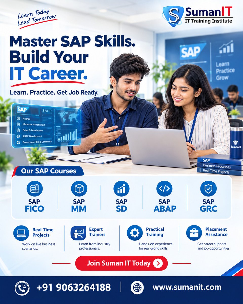 puffylove109's tweet photo. Master SAP with practical training, real-time projects, expert guidance, and career-focused learning across FICO, MM, SD, ABAP, and GRC. π
#SumanIT #SAPTraining #SAP #SAPFICO #SAPMM #SAPSD #SAPABAP #SAPGRC #SAPCareer #ITTraining #LearnSAP #CareerGrowth https://t.co/vXI3kDoA0i