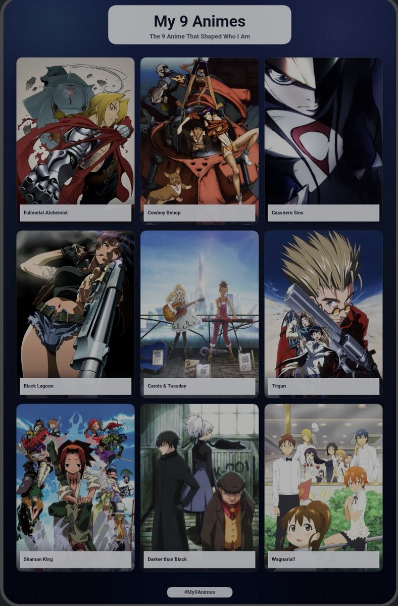 KayaxKing's tweet photo. My top 9 formative/memorable anime!

Toonami pretty much shaped me https://t.co/AAFQDKBuG2